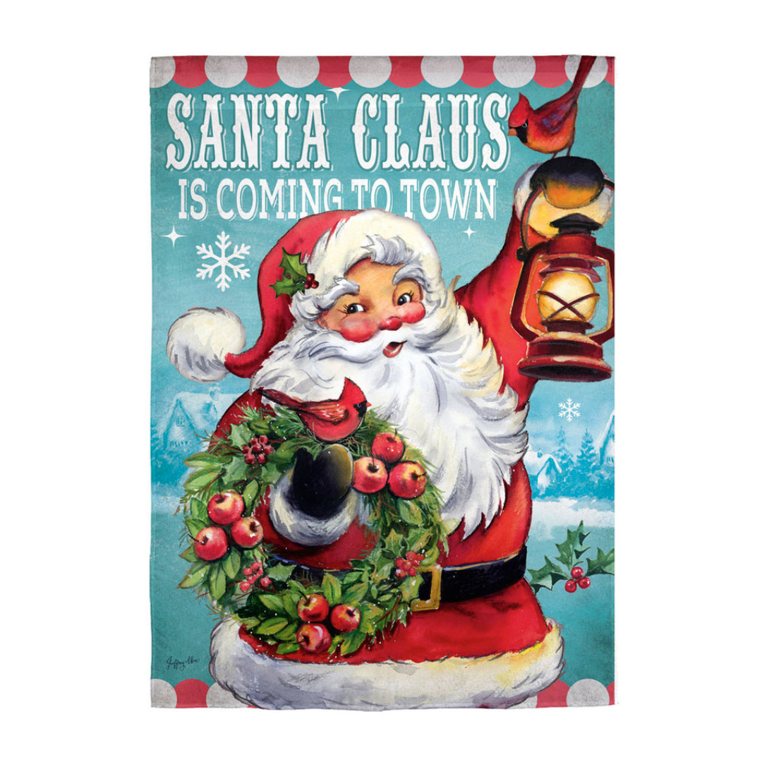 Evergreen Santa Claus Is Coming To Town Holiday Garden Flag
