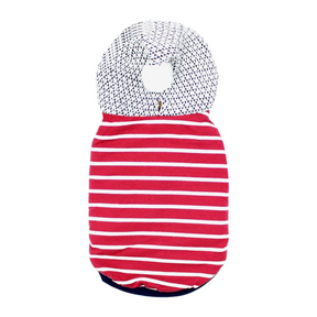 Parisian Pet - Striped Pom Pom Dog Hoodie - Red