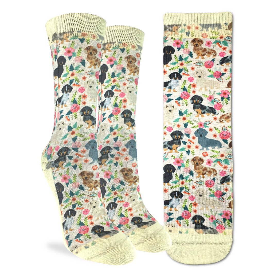 Good Luck Sock Women's Floral Dachshunds Socks - Good Luck Sock