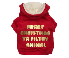 Merry Christmas Ya Filthy Animal" Dog Hoodie-Southern Agriculture