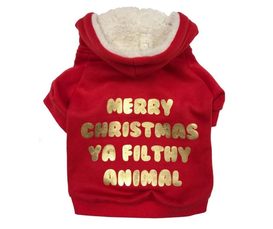 Merry Christmas Ya Filthy Animal" Dog Hoodie-Southern Agriculture