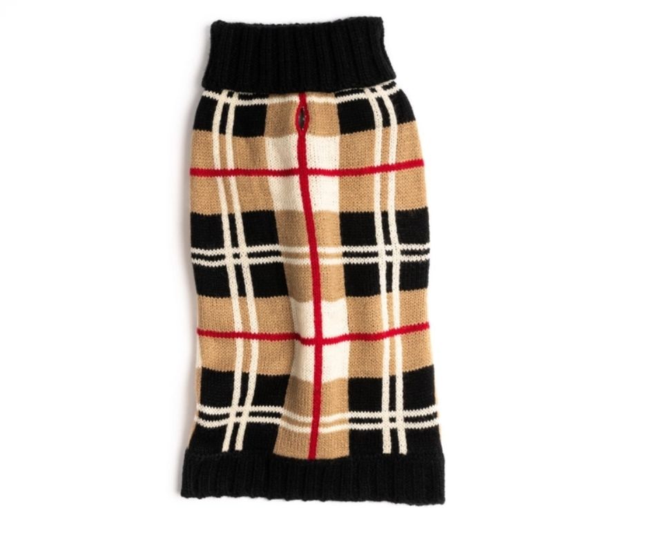 Dog Sweater Plaid Tan, Black and Red Tartan-Southern Agriculture