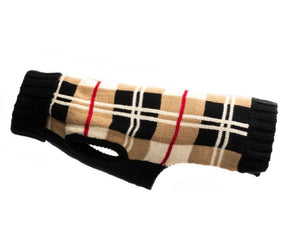 Dog Sweater Plaid Tan, Black and Red Tartan-Southern Agriculture