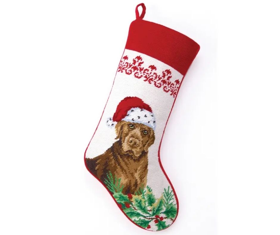 Chocolate Lab Needlepoint Stocking-Southern Agriculture