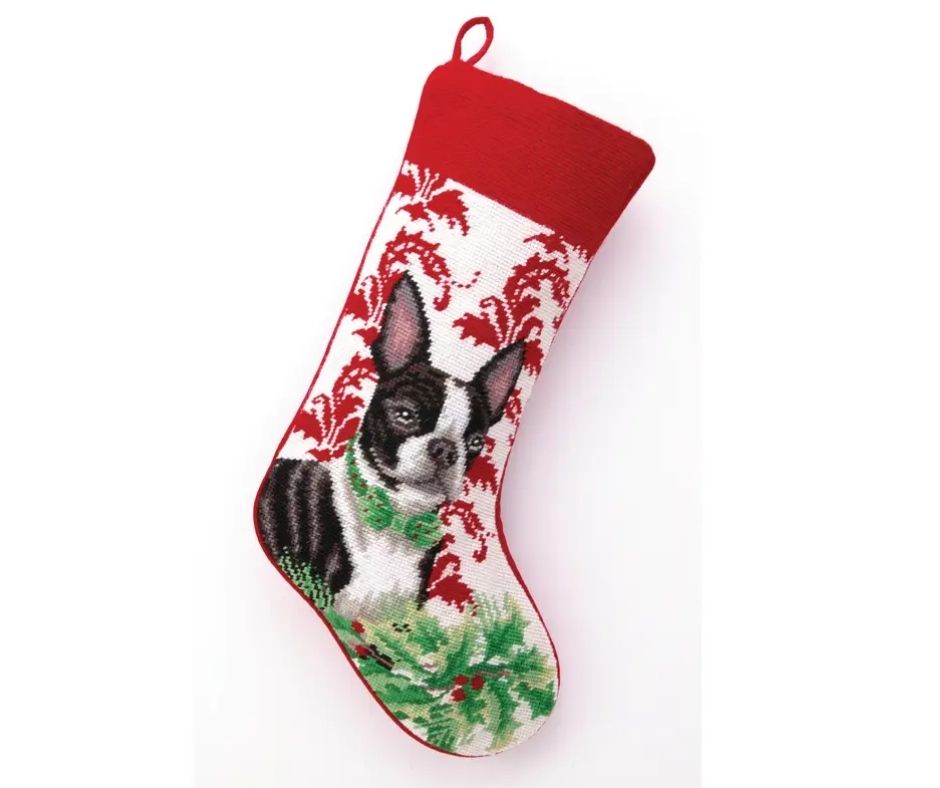 Boston Terrier Needlepoint Stocking-Southern Agriculture