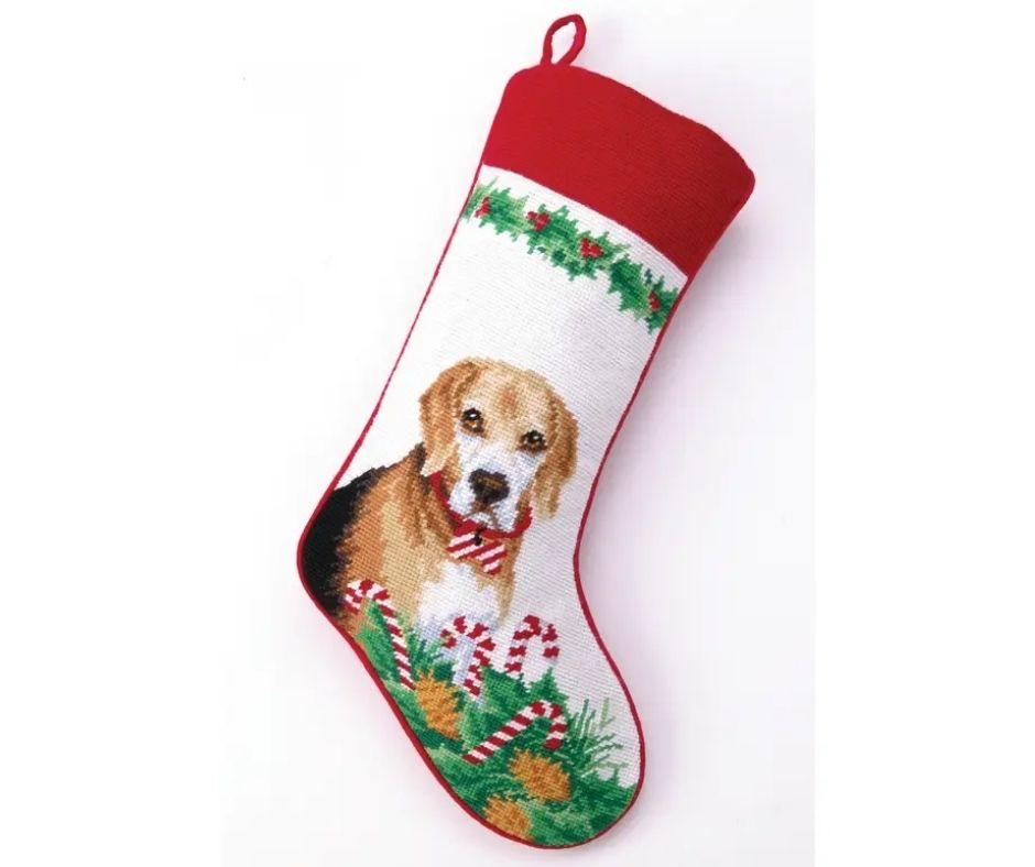Beagle Needlepoint Stocking-Southern Agriculture