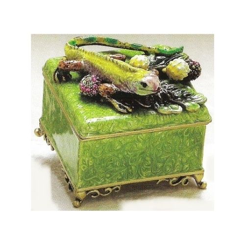 Kubla Crafts Green Lizard on Box Trinket Box-Southern Agriculture