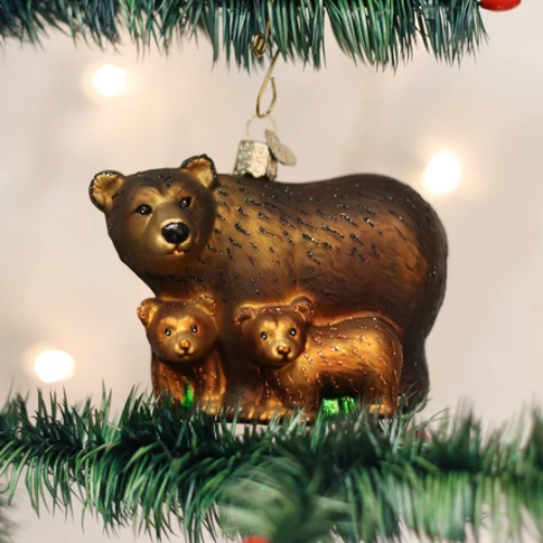 Old World Christmas Glass Bear with Cubs Ornament-Southern Agriculture