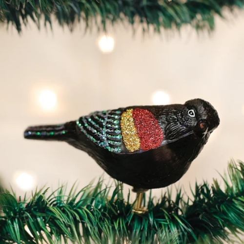 Old World Christmas Red-winged Blackbird Ornament-Southern Agriculture