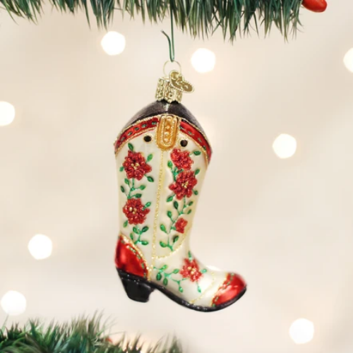 Old World Christmas Christmas Cowgirl Boot Ornament-Southern Agriculture