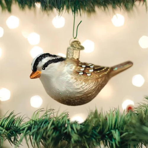 Old World Christmas White Crowned Sparrow Ornament-Southern Agriculture