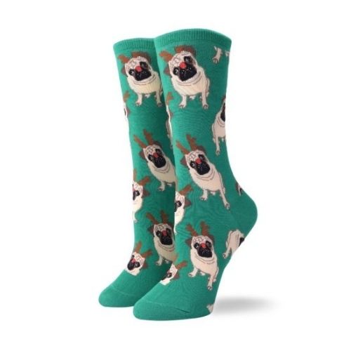 WestSocks Green Christmas Pug Socks-Southern Agriculture
