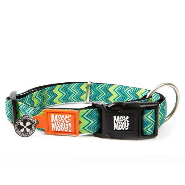 Max and Molly Smart ID Vintage Green Zig Zag Adjustable Dog Collar-Southern Agriculture